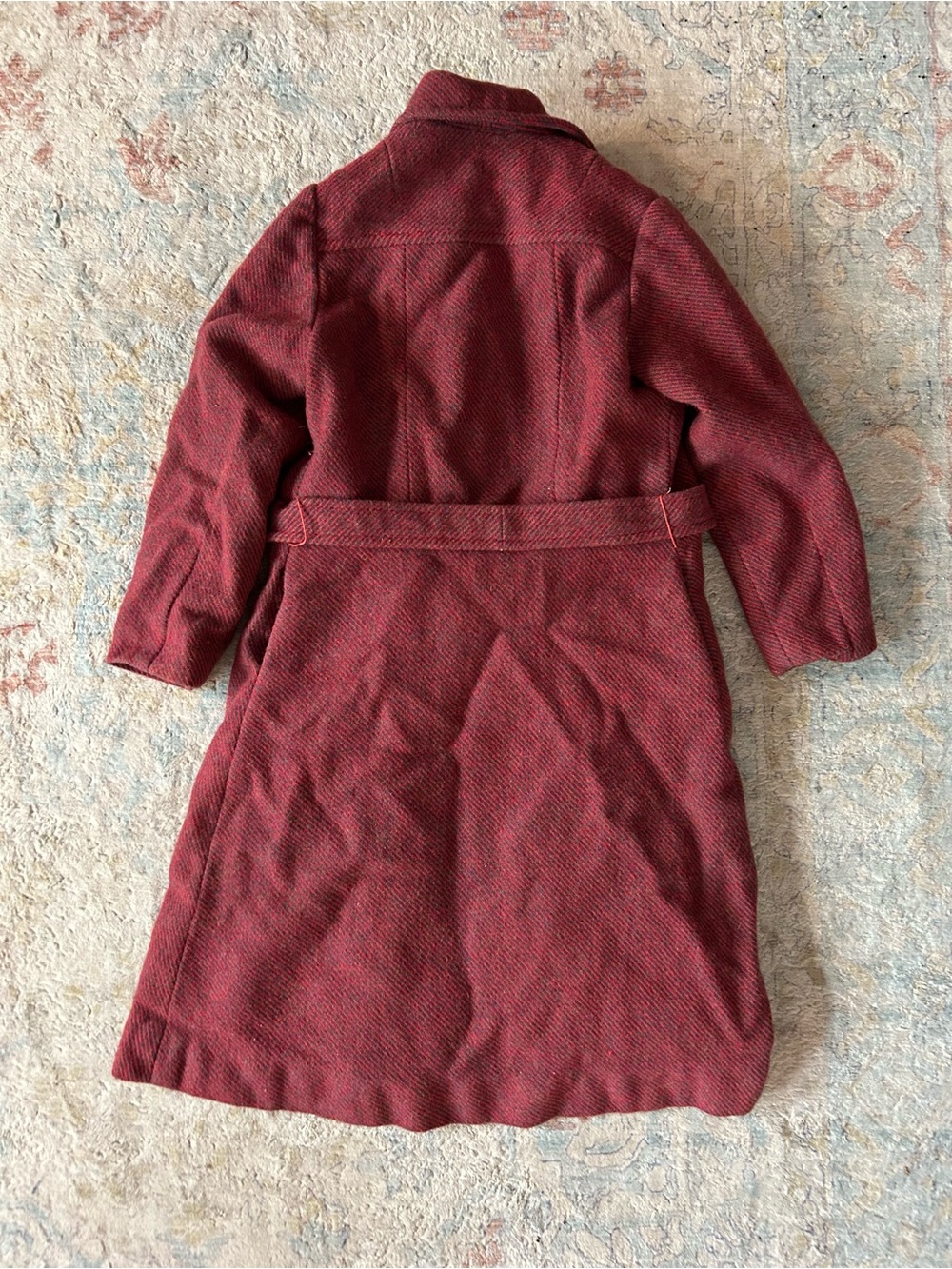 Vintage Girls' Long Sleeve Belted Red Coat - Classic Fit - Picture 9 of 9